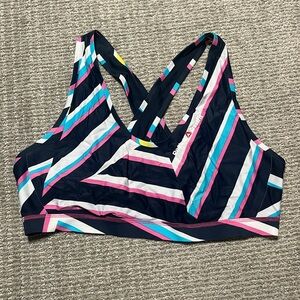 REEBOK CROSSFIT Reversible Cross Strappy Back Bright Colored Pattern Sports Bra